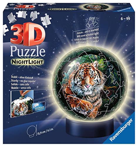 Ravensburger Puzzle- Luce Notturna Per Gatti Predatori Ravensburger 11248-Puzzle 3D, Motivo Predatori-72 Pezzi, Dai 6 Anni In Su, Multicolore, 11248