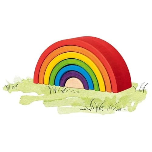 Goki 58479 – Mattoncini Da Costruzione, Piccolo Arcobaleno – In Legno D'Acero Di Alta Qualità – Promuove La Creatività E Stimola Il Gioco Libero – Mad