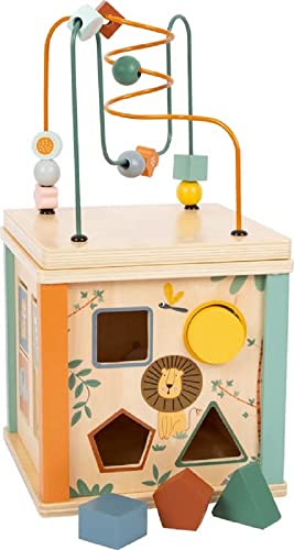 Small Foot Cubo Motricità Safari, Giocattolo Educativo Per Neonati E Bambini, In Legno, Da 12 Mesi,11960 Toy, Multicolore