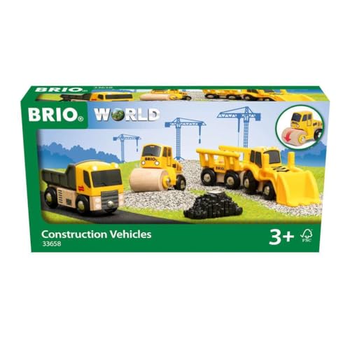 Brio Veicoli Da Cantiere, Treni, Vagoni, Veicoli Di Brio World, 5 Pezzi, Età Raccomandata 3+, Gioco Per Bambini, 33658