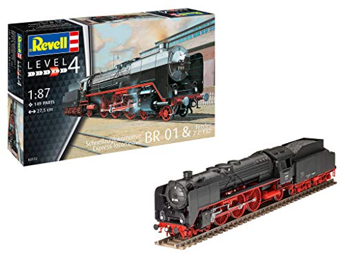 Revell-02172 Locomotiva Treni Rapidi Br01 Con Carro Di Scorta 2'2 'T32 Kit Modello, Colore Non Verniciato, 02172