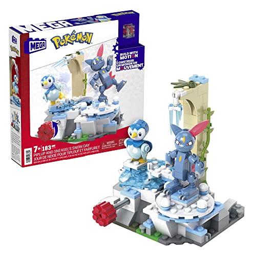 Mega Pokémon - Piplup E Sneasel Divertimento Sulla Neve, Set Adventure Builder Con 171 Pezzi Da Costruire E Sistema Mattoncino Movimento, Con Pinlup E