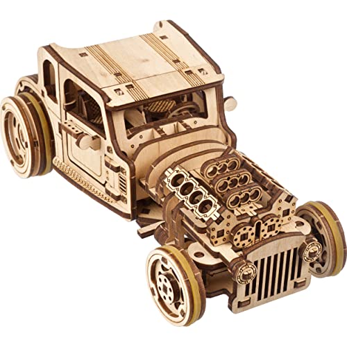 Ugears Hot Rod Topo Furioso - Kit Modellini Auto Da Costruire - Modellismo Auto Puzzle 3D Legno Con Doppio Motore - Puzzle Legno Modellino Auto Da Cos