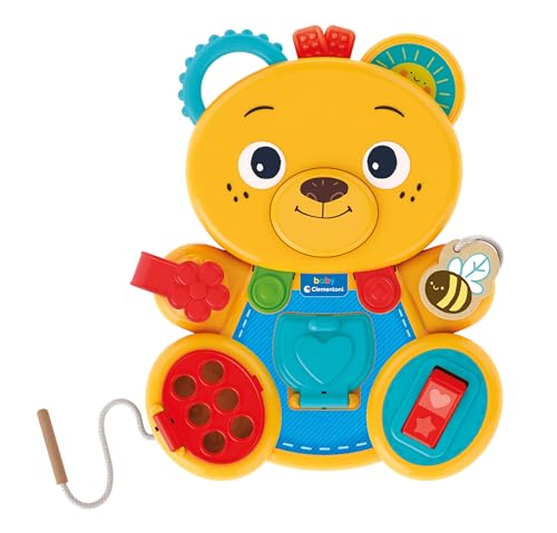 Clementoni Busy Baby Bear-Gioco Educativo 1 Anno, Giochi 12 Mesi, Tavola Montessori Con Elementi In Legno, Stimola Manualità Fine, Attività Manuali Pr