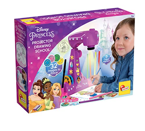 Lisciani Giochi- Princess Projector Drawing School, Proiettore, 4 Dischi, 8 Pennarelli, Fogli Bianchi, Manuale Di Istruzioni, Adesivi, Diamantini, Mul