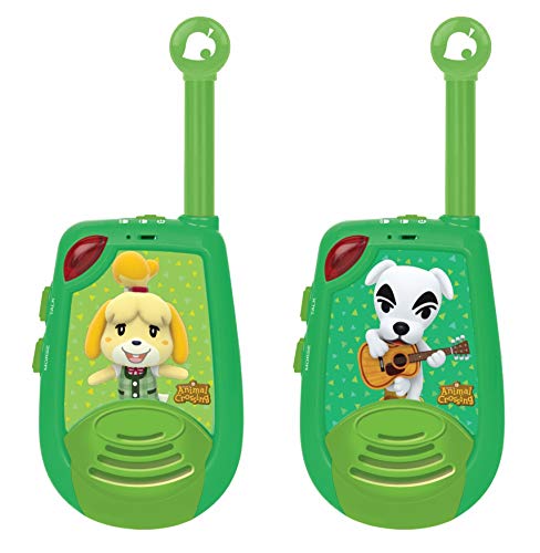 Lexibook Nintendo Animal Crossing - Walkie-Talkies Digitali Per Bambini - Portata 2Km, Morse Luminoso, Clip Da Cintura, Batteria, Verde, Tw25Ac