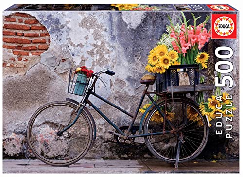 Educa - Puzzle 500 Pezzi Per Adulti | Bicicletta Con Fiori Nel Cestello. Pezzi Perfettamente Finiti E Sicuri Per I Bambini. Misura 34 X 48 Cm. Include