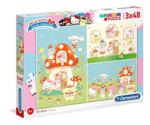 Clementoni Supercolor - Hello Kitty Puzzle, 3 X 48 Pezzi , Colore Multicolore, 25246