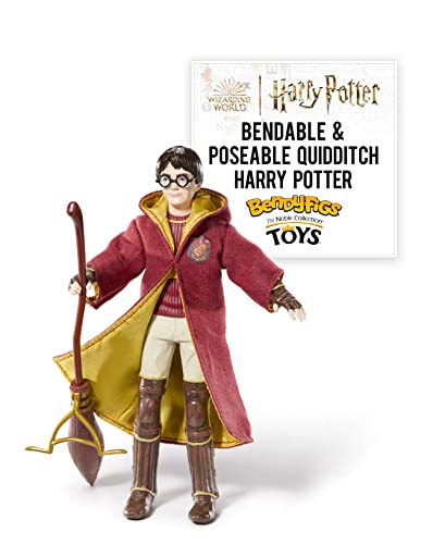 Bendyfigs The Noble Collection Harry Potter – Harry Potter Quidditch – Noble Toys 16 Cm Bendable Posable Collectible Doll Figure With Stand And Mini A