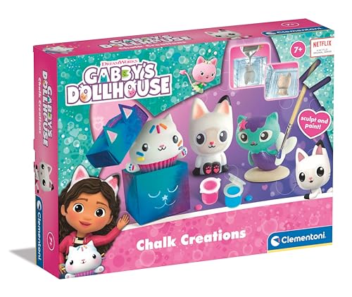 Clementoni Gabby'S Dollhouse Chalk Creations-Gioco Creare Sculture Di Gesso, Attività Creative, Pittura, Laboratorio Bambina 6 Anni, Made In Italy, Mu