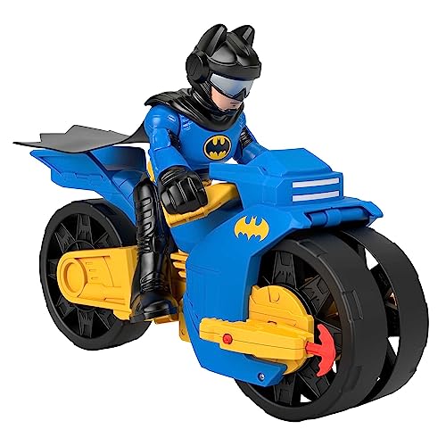 Imaginext Dc Super Friends - Batmoto Xl E Batman, Set Con Moto Extra-Large A Spinta Con Lancia Proiettili E Personaggio Batman Xl, Entambi Alti Più D
