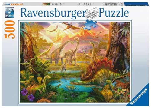 Ravensburger - Puzzle La Terra Dei Dinosauri, 500 Pezzi, Idea Regalo, Per Lei O Lui, Puzzle Adulti