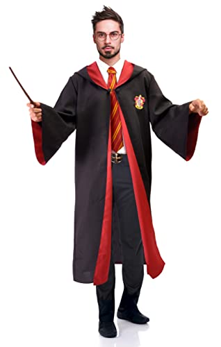 Ciao 11770 - Mantello Gryffindor Deluxe Originale Harry Potter, Con Stemma Ricamato E Cravatta, Unisex Adulto, Nero/Rosso, Taglia Unica