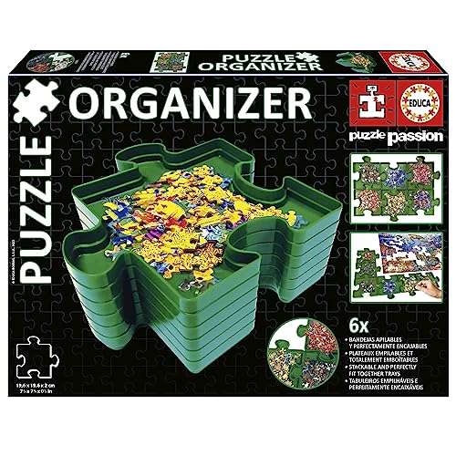 Educa - Accessorio Per Puzzle. Organizzatore Di Puzzle. Pezzi Separati Per Colori, Per Forme O Guárdalas Che Impilano I 6 Vassoi Perfettamente Adatti