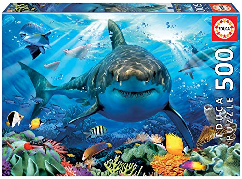 Educa - Adult 500 Great White Shark Puzzles 500 Cartone | Puzzle Genuino 18478. | Puzzle Per Adulti E Giovani Amanti Del Puzzle