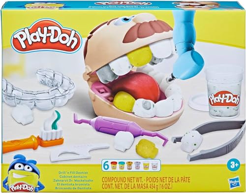 Hasbro Play-Doh Dottor Trapanino, Giocattolo Per Bambini Dai 3 Anni In Su, Con 8 Barattoli Di Composto Modellabile, Colori Assortiti Atossici