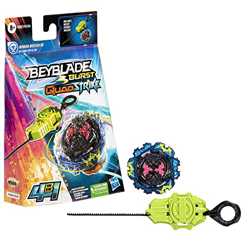 Hasbro Beyblade- Beyblade Burst Quadstrike, Starter Pack Con Trottola Da Competizione Ambush Bazilisk B8 Tipo Attacco/Equilibrio E Lanciatore, F6807Es