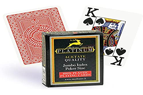 Modiano Carte Poker 100% Acetato Jumbo Index Rosso