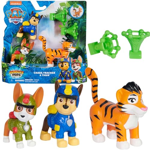 Paw Patrol: Jungle Pups Chase, Tracker & Tiger, Action Figure Con Lanciamissili, Giocattoli Per Bambini E Bambine Da 3 Anni In Su