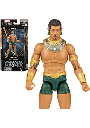 Marvel Hasbro Legends Series, Black Panther: Wakanda Forever, Namor, Action Figure Del Mcu Da 15 Cm, 3 Accessori, 1 Parte Build-A-Figure, Multi, F3673