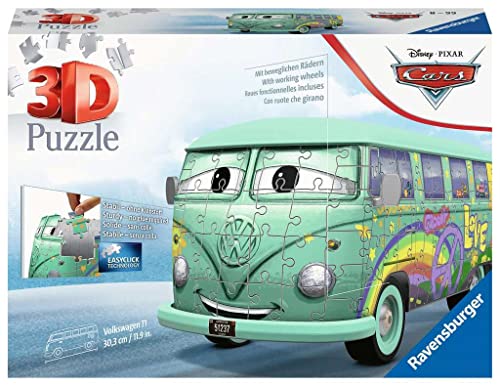 Ravensburger 11185 Volkswagen T1 Cars Fillmore 3D Puzzle, 162 Pezzi Multicolore, Età Raccomandata 8+, Dimensioni Finali 30 X 14 X 15 Cm