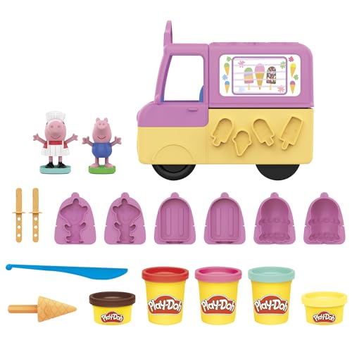 Play-Doh, Playset Il Gelato Di Peppa Con Camioncino Dei Gelati, Playset Con Action Figure Di Peppa E George E 5 Vasetti