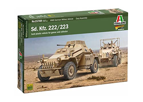 Italeri-15769 Sd. Kfz. 222/223, Scala 1:56, Model Kit, Modello In Plastica Da Montare, Modellismo, It15769