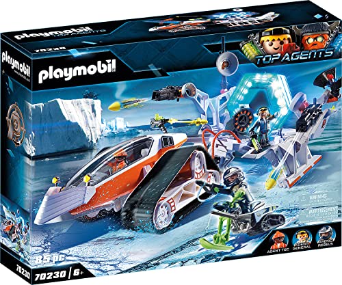 Playmobil Top Agents 70230, Stazione Di Comando Con Veicolo Cingolato Dello Spy Team, Con Luci E Suoni, Dai 6 Anni
