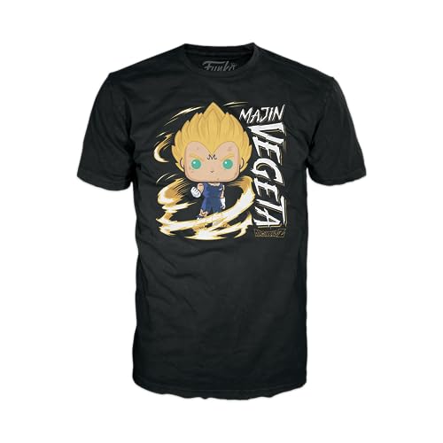 Funko Pop! & Tee: Dbz - Majin Vegeta - Glow In The Dark - Large - (L) - Dragon Ball - T-Shirt, Maglietta Vestiti A Maniche Corte Con Figura In Vinile