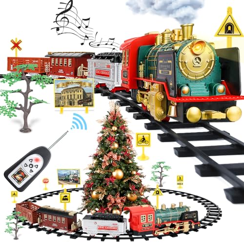 Fruse Trenino Elettrico Per Bambini,Classico, A Vapore, Giocattolo Con Affumicato, Luci E Suoni,Pista, Regalo Giochi 3 4 5 6 7 8 9 Anni