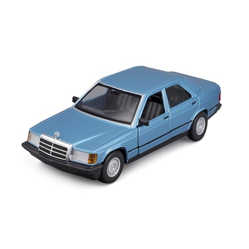 Bburago Mercedes 190E (1987): Modello Auto In Scala 1:24, Porte Mobili, Blu (18-21103B)