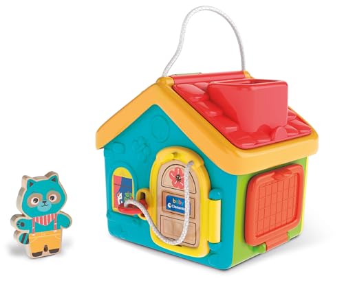 Clementoni - 17857 - Montessori Lock & Key Activity House - Educativo 1 Anno, Giochi Montessori 12 Mesi, Elementi In Legno, Stimola Manualità Fine, At
