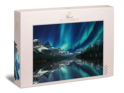 Ulmer Puzzleschmiede - Puzzle "Magico Canada" – Classico Puzzle Naturale Da 1000 Pezzi – Motivo Notturno Che Impressiona Le Gambe Dell'Alto Nord Del C
