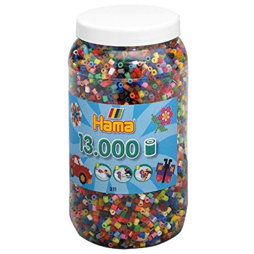 Hama Perlen 211-68 Perline Da Stirare Xxl, Barattolo Con Circa 13.000 Perline Colorate Midi, Per Bricolage, Diametro 5 Mm, In 52 Colori, Divertimento