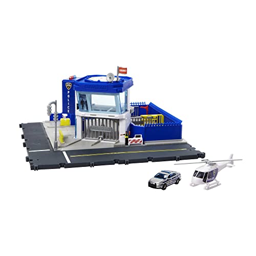 Matchbox - Centrale Di Polizia Playset, Con 1 Elicottero Matchbox E 1 Auto Della Polizia Ford Matchbox, Con Luci E Suoni, Giocattolo E Regalo Per Bamb