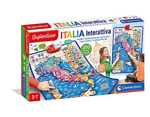 Clementoni - 16445 - Sapientino - La Mappa Interattiva Dell'Italia - Poster Elettronico Interattivo Dell'Italia, Cartina Italia Politica, Gioco Educat