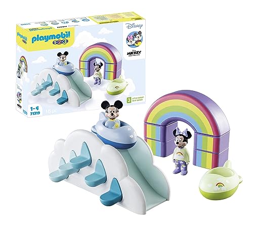 Playmobil 1.2.3 & Disney 71319 Topolino, Minnie E La Casa Tra Le Nuvole, Giocattolo Per Bambini Dai 12 Mesi In Su