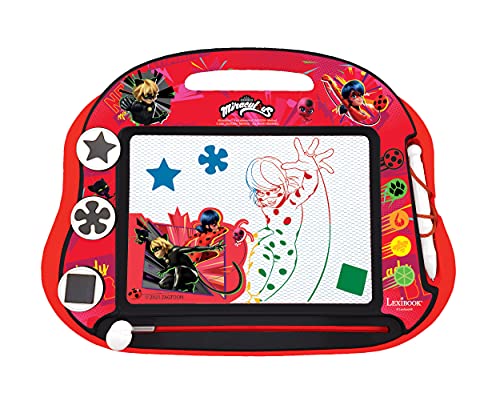 Lexibook, Miraculous Ladybug Chat Noir, Lavagna Magica Magnetica, Multicolore, Giocattolo Artistico Ragazzi, Penna E Timbri Per Disegno, Nero/Rosso, C
