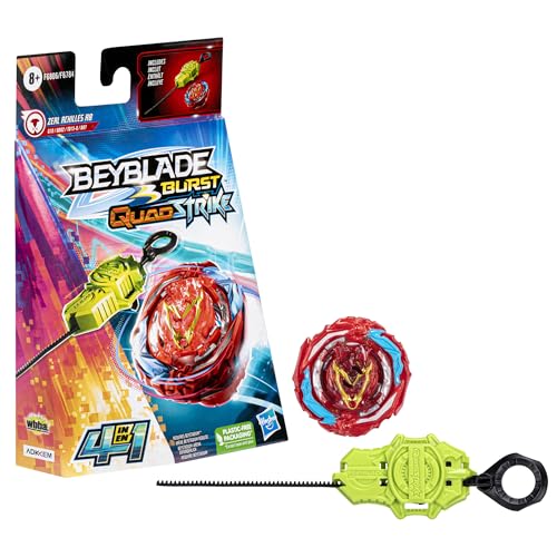 Beyblade Burst Quadstrike, Starter Pack Con Trottola Zeal Achilles A8, Trottola Da Combattimento Con Lanciatore, Set Giocattolo Per Bambini E Bambine