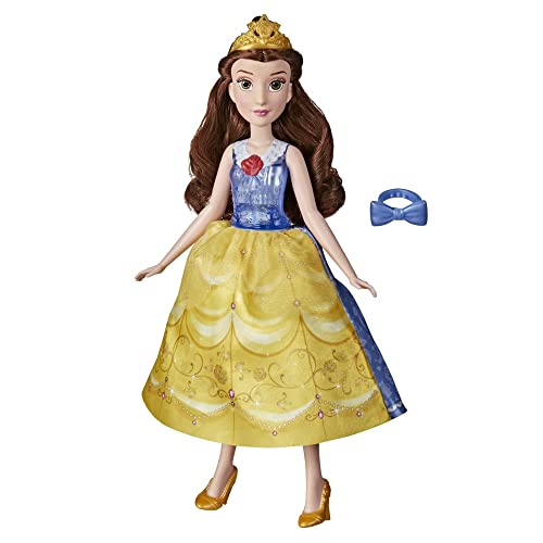 Disney Hasbro Princess Belle Magico Abito, Bambola Con Sistema Di Cambio D'Abito Ispirata Al Film La Bella E La Bestia,Per Bambini Dai 3 Anni In Su