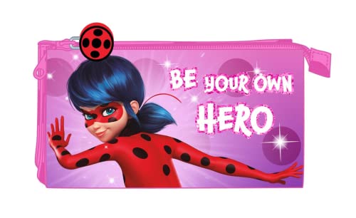 Safta- Astuccio Triplo Ladybug 22 X 12 X 3 Cm, Multicolore, 812202744