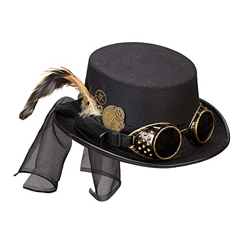 "Steampunk Top Hat With Goggles & Clockwork Deco" -