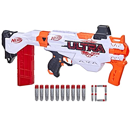 Nerf Ultra, Blaster Motorizzato Focus, 10 Dardi Nerf Accustrike Ultra, Caricatore, Calcio, Compatibile Solo Con Dardi Nerf Ultra