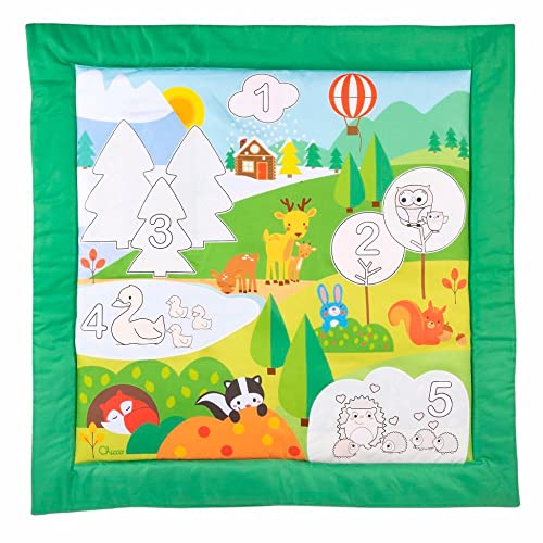 Chicco Gioco Tappeto Numeri E Colori, Tappeto Da Colorare Con Pennarello Magico, 80X80 Cm, Lavabile A Mano, 12-36 Mesi