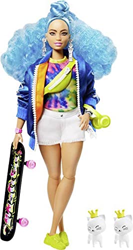 Mattel Gmbh Barbie Extra Doll #4 With Skateboard & 2 Kittens