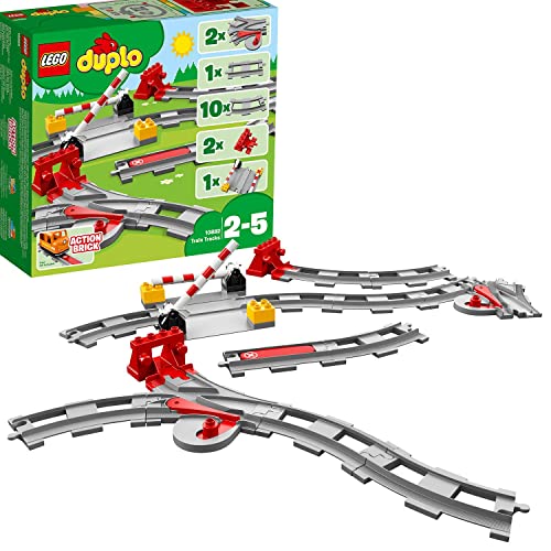 Lego Duplo Binari Ferroviari, Giochi Per Bambini E Bambine In Età Prescolare Da 2-5 Anni Con Mattoncino Sonoro E Passaggio A Livello Per Ampliare Un P