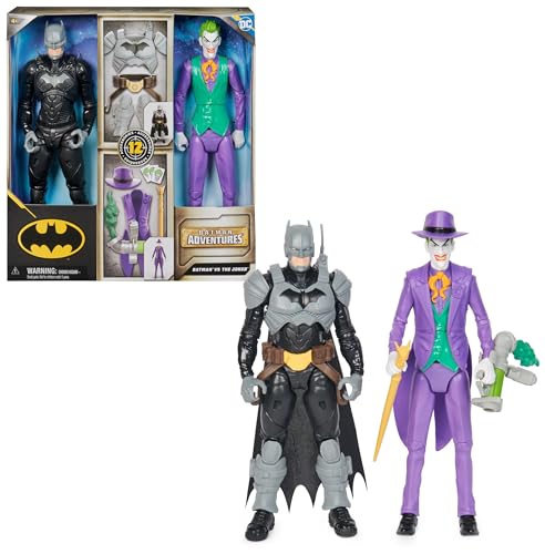Dc Comics, Action Figure Batman Adventures, Batman Vs Joker In Scala, 2 Action Figure Batman Alte 30 Cm,Supereroe E Supernemico Con 12 Accessori E 17