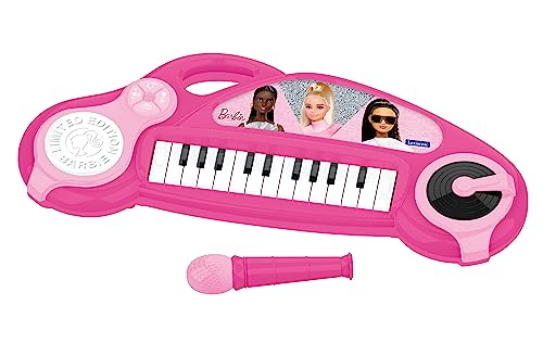 Lexibook Barbie Pianoforte Elettronico Per Bambini Con Effetti Luminosi, Microfono, Batteria, Altoparlante Incorporato, Brani Dimostrativi, Lettore Dj