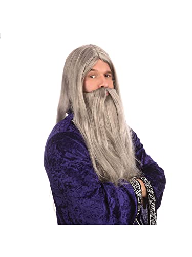 Bristol Novelty - Parrucca E Barba Lunga Finta Da Mago, Di Colore Bianco E Taglia Unica, Codice Prodotto Bw660