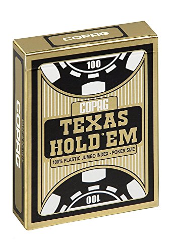 Copag - Carte Poker Texas Hold'Em I Carte Da Gioco 100% Plastica (Pvc) I Mazzo Di Carte I Gioco Di Società - Gold (Jumbo Index)